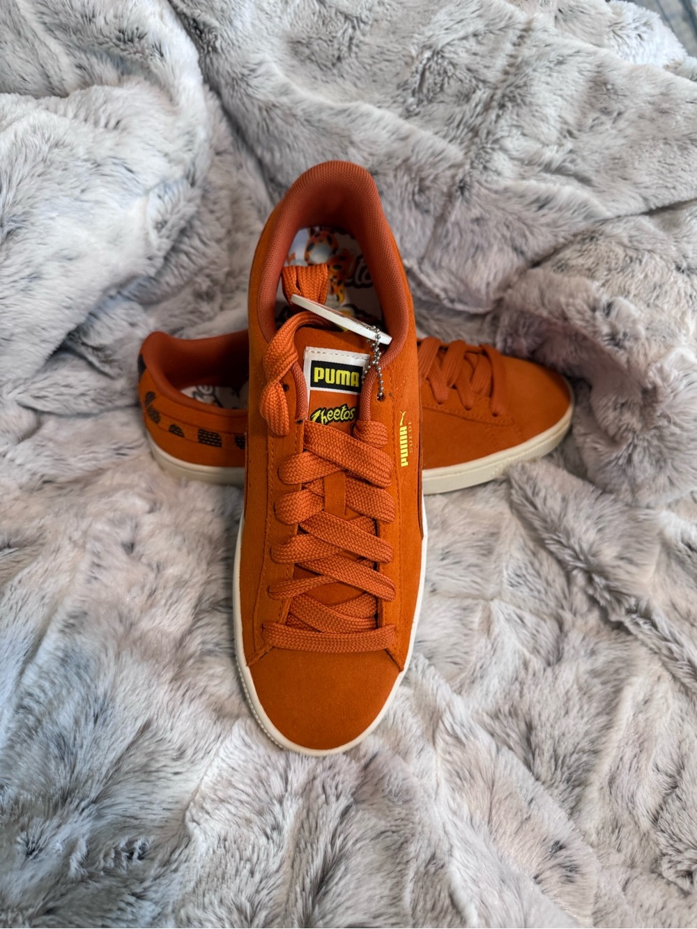 Puma Kids Orange Low-Top Sneakers with Cheetos Detail